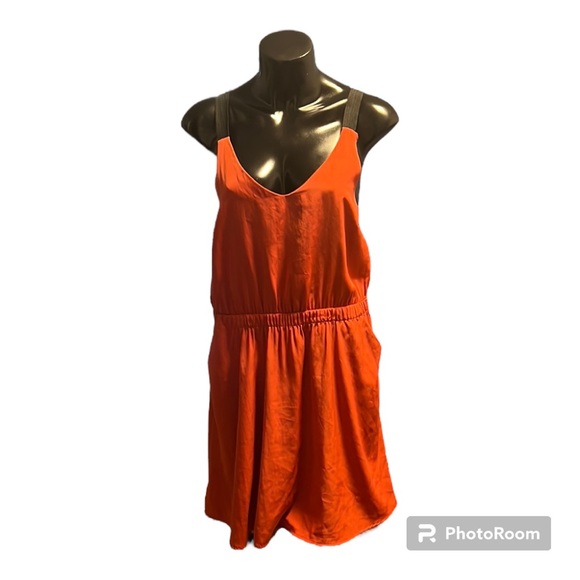 Short, Open Back, Halter Dress | Burnt Orange & Black | Size Small | Paula RC - Picture 4 of 6
